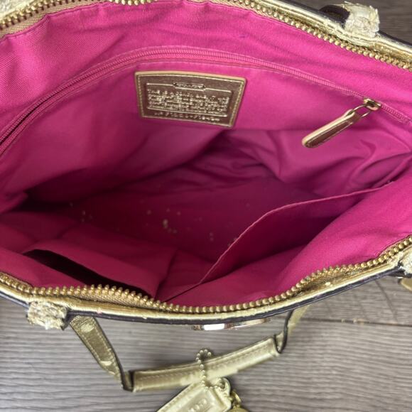 Coach Tote Purse Poppy C Signature Print Gold Trim Rainbow Graffiti F1220-F19434 - Picture 11 of 16